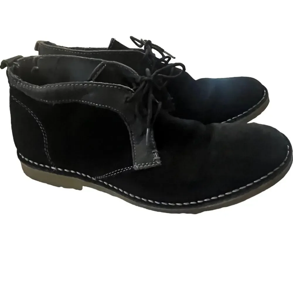 Aldo Black Suede Grey Trim Lace Up Chukka Boots 9 Classic Office